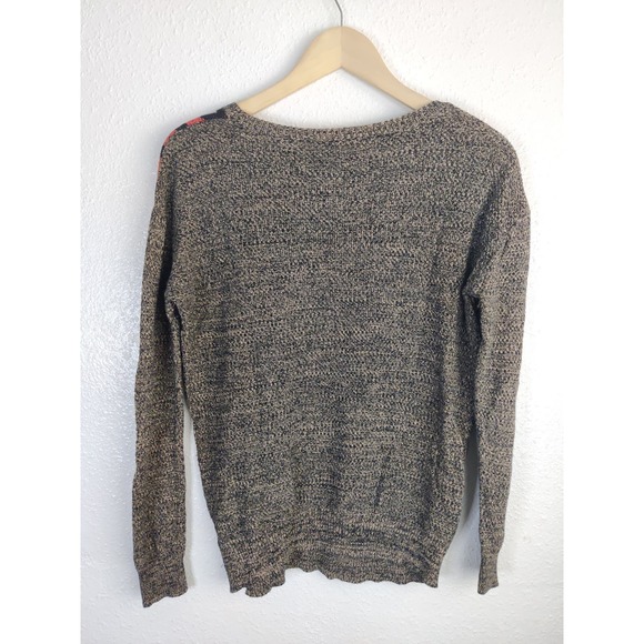 Urban Outfitters Ecote Intarsia Tan Pink Aztec Tribal Pullover Sweater Size S - Picture 5 of 8